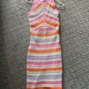 Colorful Striped Crochet Dress